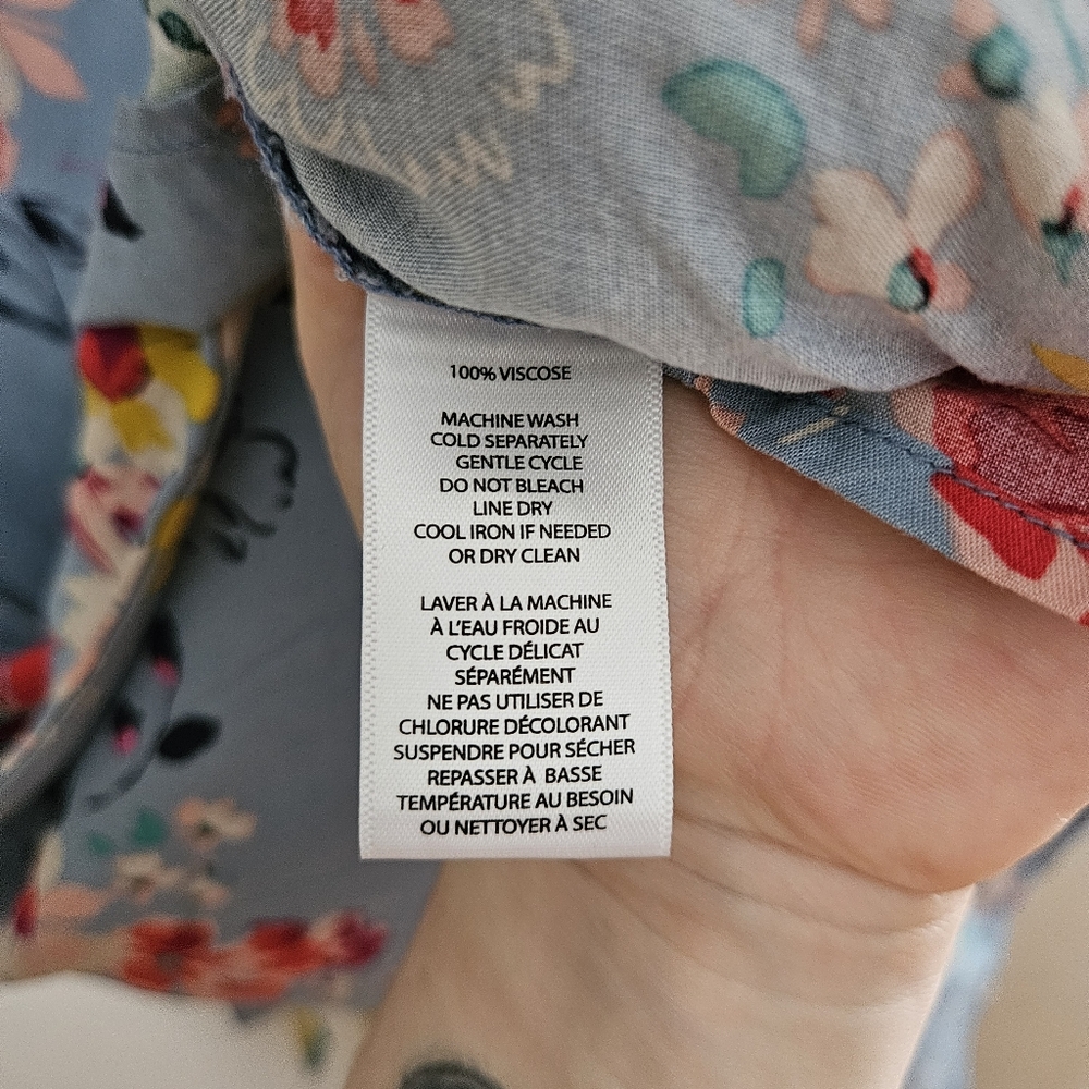 beachlunchlounge Floral Blue Shift Dress Belt Mini Short Sleeve Casual Large - Picture 12 of 13